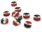 10 13mm Black White and Red Striped Resin Flat Round Plastic Four Hole Buttons